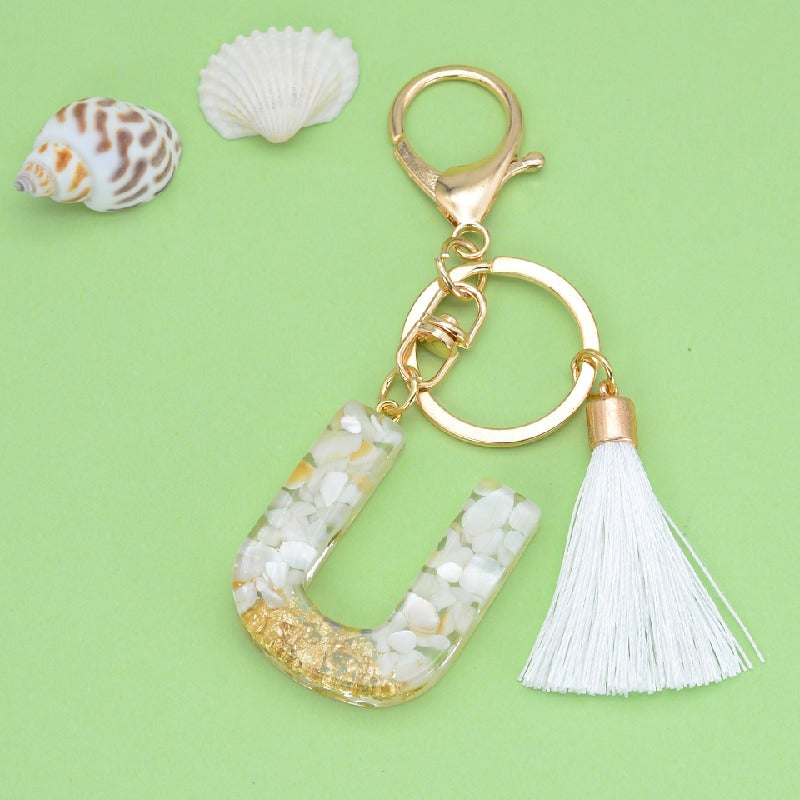 Tassel Letter Keychain A to Z Resin Initial Charm 24