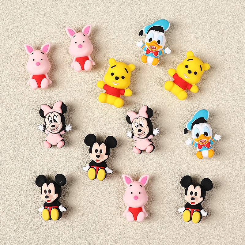 20Pcs Silicone 3D Focal Beads Blue Alien Character Large Ears Sitting Pose 4