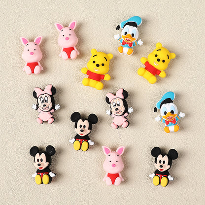 20Pcs Silicone 3D Focal Beads Blue Alien Character Large Ears Sitting Pose 4
