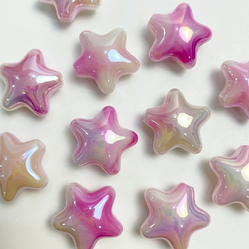 50pcs 22x10mm UV Finish Gradient Star Acrylic Beads 6