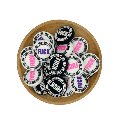 20pcs Silicone Focal Beads Circular Bold Text Design 5