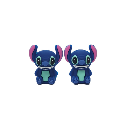 20Pcs Silicone 3D Focal Beads Blue Alien Character Large Ears Sitting Pose 2