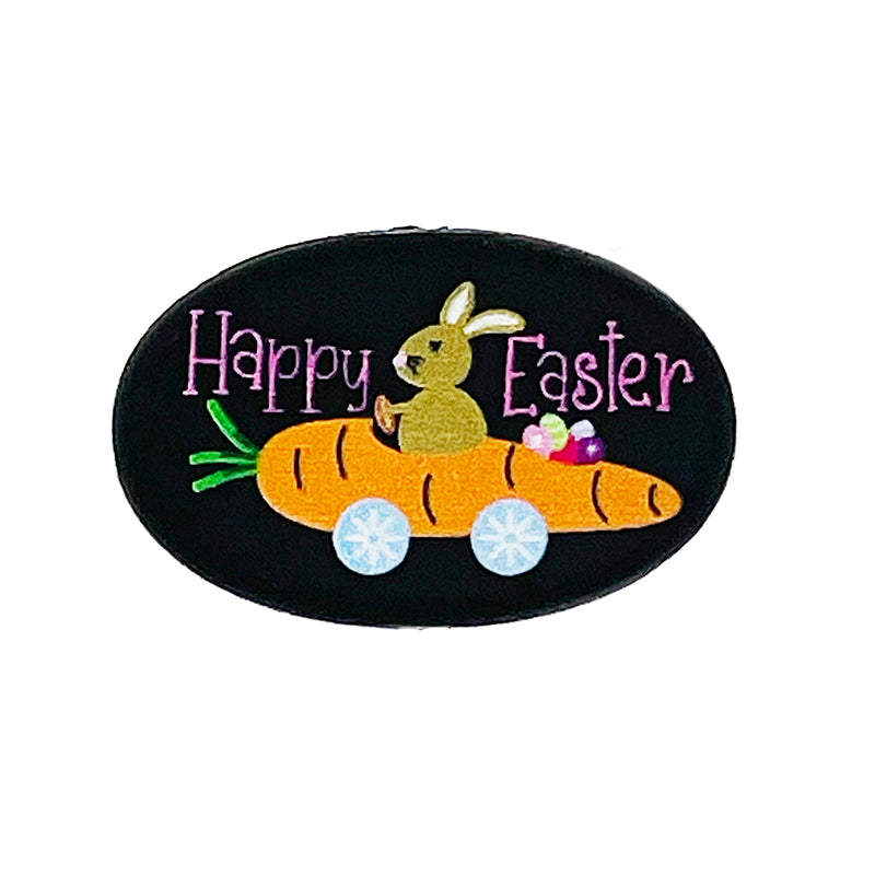 20pcs Silicone Focal Beads Happy Easter Rabbit Riding Carrot Design