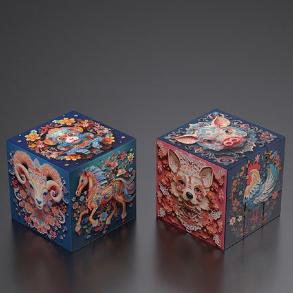 Plastic Zodiac Magic Fidget Cube Puzzle Toy 5.7cm 2