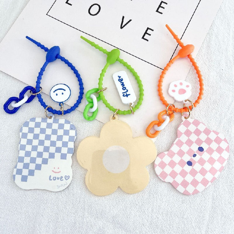 Acrylic Cartoon Bear Mirror Keychain Cute Charm Accessory