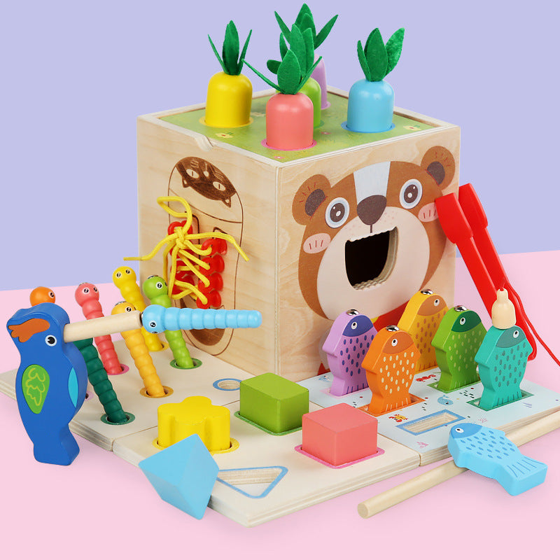 Wooden Montessori Toys Shape Pairing Pulling Out Carrots Activity 5