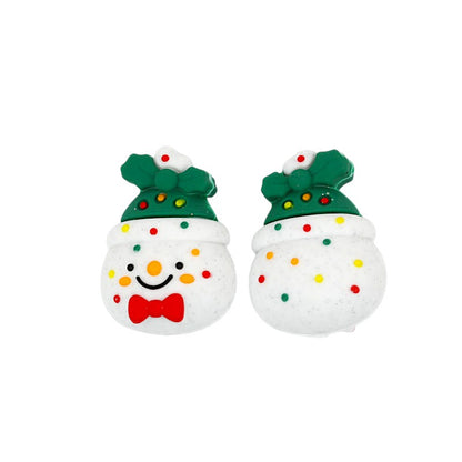 20Pcs Silicone 3D Focal Beads Christmas Bow Tie Snowman with Color-Shifting Dot Detail