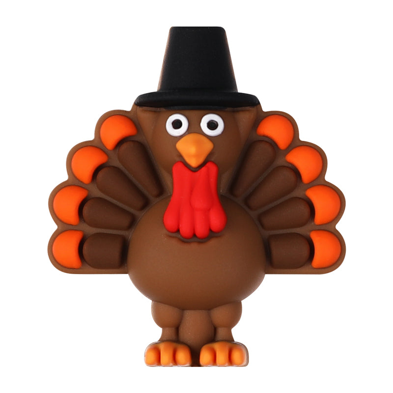 20Pcs Silicone 3D Focal Beads Thanksgiving Theme Turkey Pumpkin Hat Designs 11