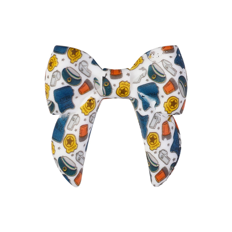 10Pcs Silicone 3D Focal Beads Colorful Bow Printed Shape 23