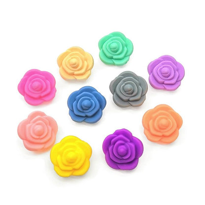 50pcs Silicone Focal Beads Rose Flower Double-Sided Design 4