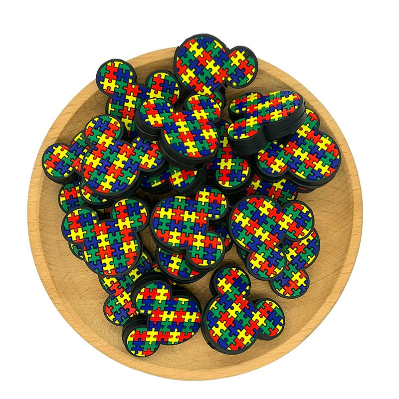 20pcs Silicone Focal Beads Mouse Head Puzzle Pattern 2