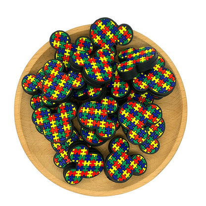 20pcs Silicone Focal Beads Mouse Head Puzzle Pattern 2