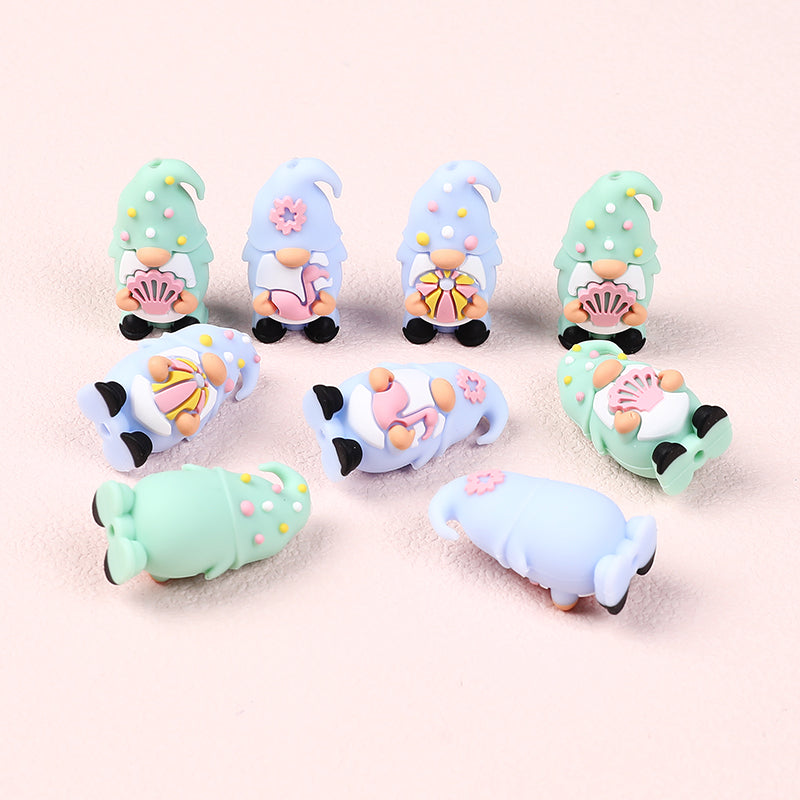 20Pcs Silicone 3D Focal Beads Summer Dwarf With Flower Detail 5