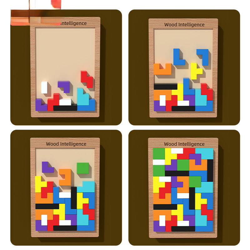 Wooden 3D Puzzle Tetris Educational Toy for Kids 4