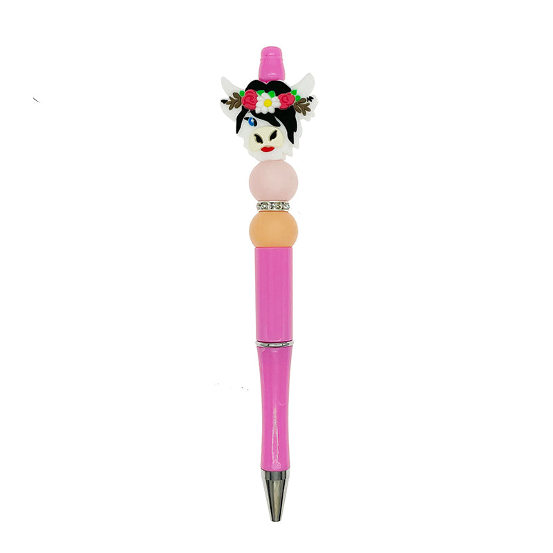 20pcs Silicone Focal Beads Flower Cow With Floral Crown 3