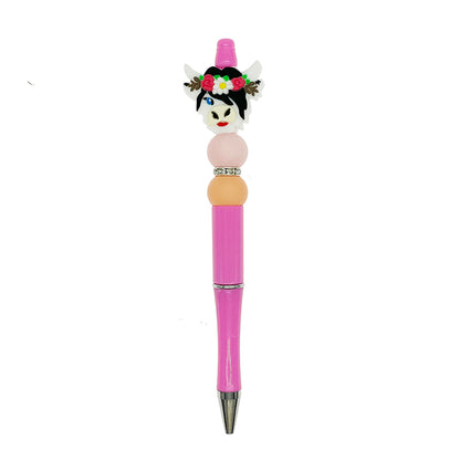 20pcs Silicone Focal Beads Flower Cow With Floral Crown 3