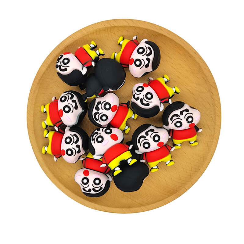Silicone 3D Focal Beads Cartoon Boy Character Side Profile 2