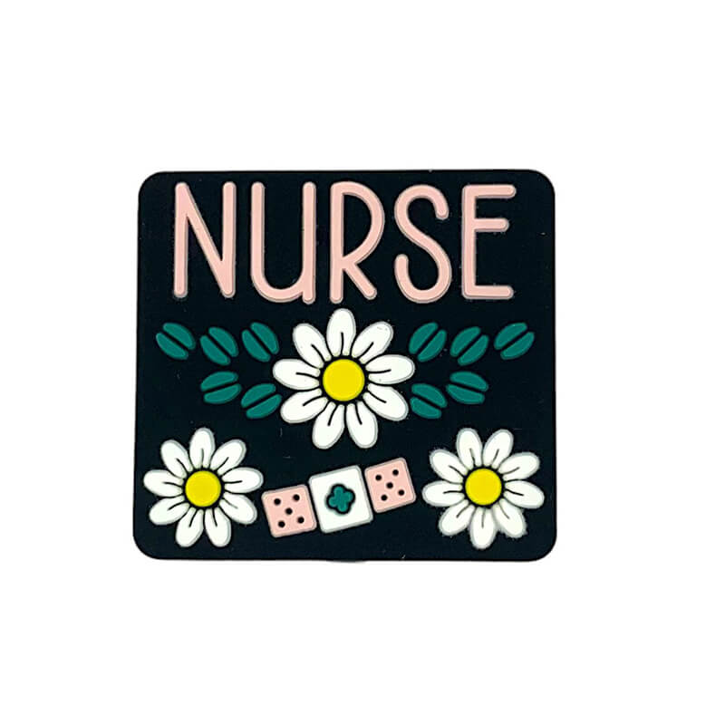 Silicone Focal Beads Medical Nurse Floral Band-Aide with Daisy Detail