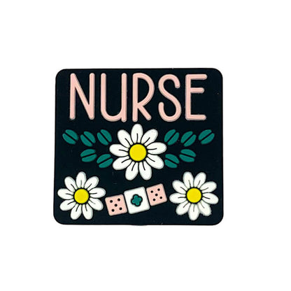 Silicone Focal Beads Medical Nurse Floral Band-Aide with Daisy Detail