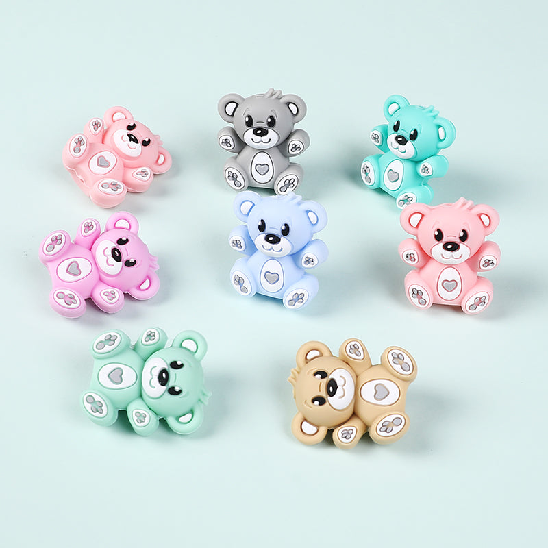 Silicone 3D Focal Beads Hug Bear Sitting Pose