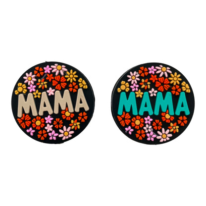 20pcs Silicone Focal Beads Mama Floral Pattern Round Design