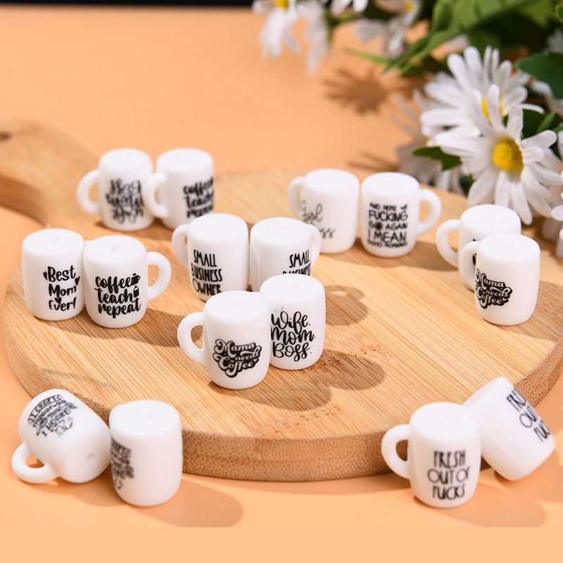 50pcs Silicone Focal Beads Cup Printed Design 2