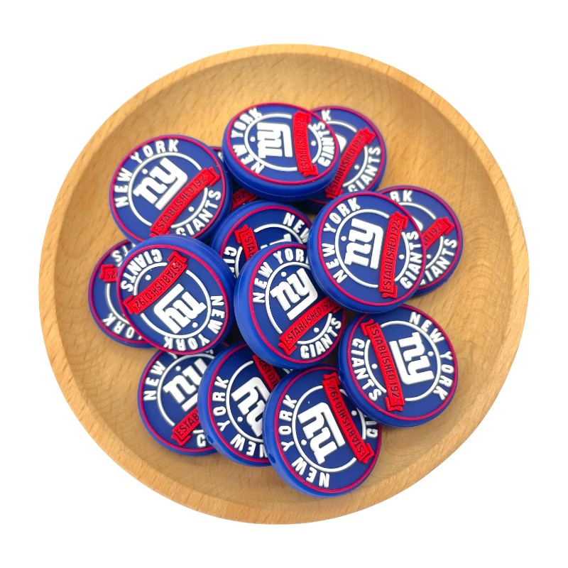 20pcs Silicone Focal Beads New York Sports Team Logo Style 2