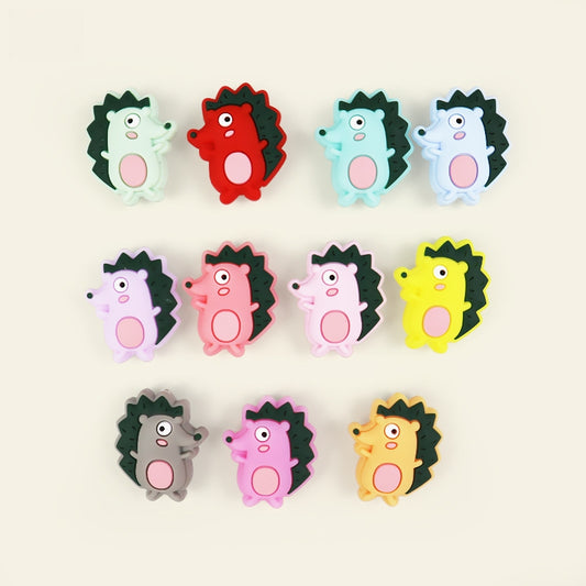 Silicone Focal Beads Cartoon Hedgehog Side Profile Design