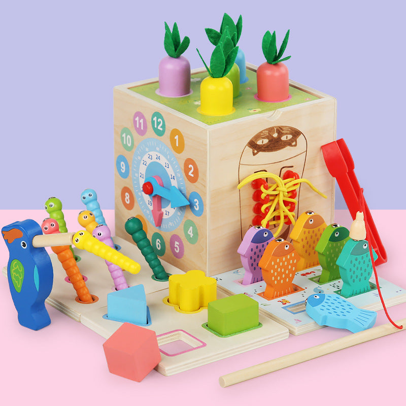 Wooden Montessori Toys Shape Pairing Pulling Out Carrots Activity 2