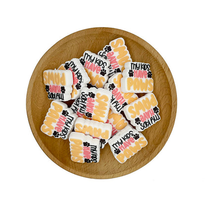 20pcs Silicone Focal Beads My Kids Have Paws Printed Text Design 2