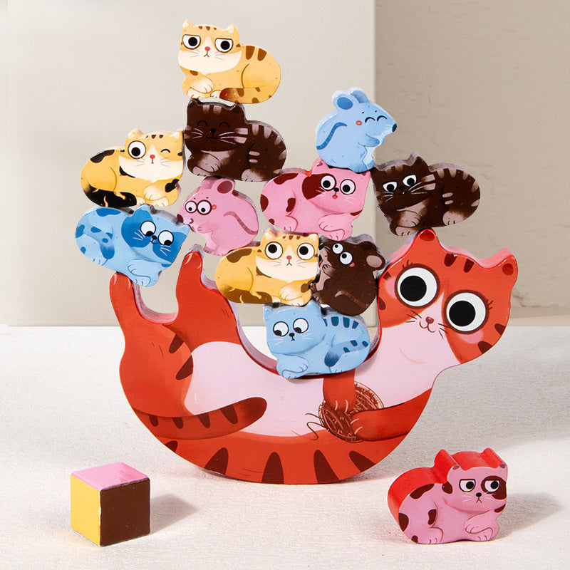 Wooden Animal Balanced Stacked Building Blocks Educational Toy 6