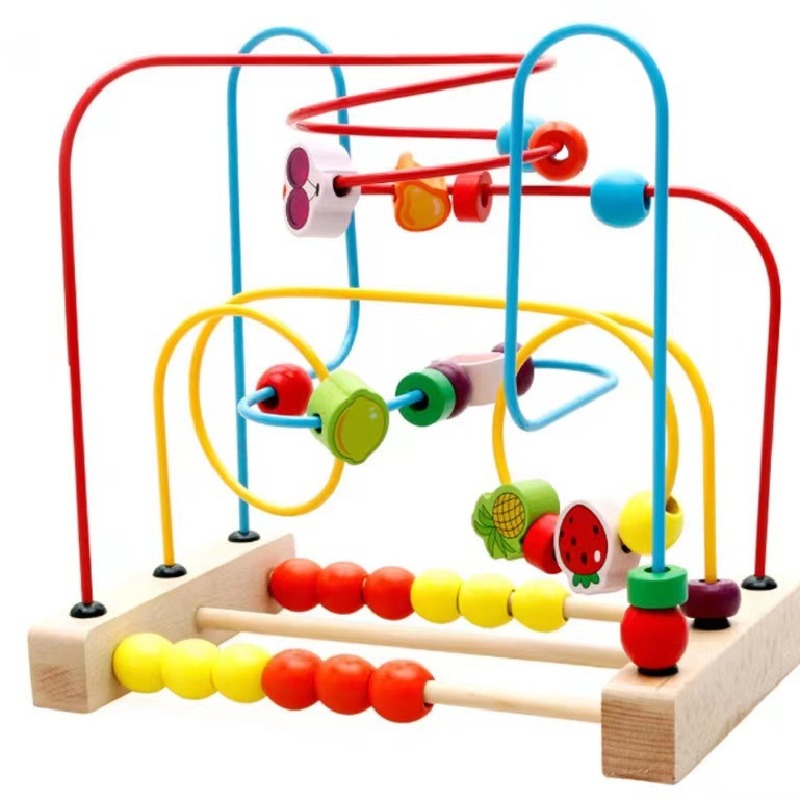 Wooden Bead Maze Educational Animal Fruit Activity Toy 3