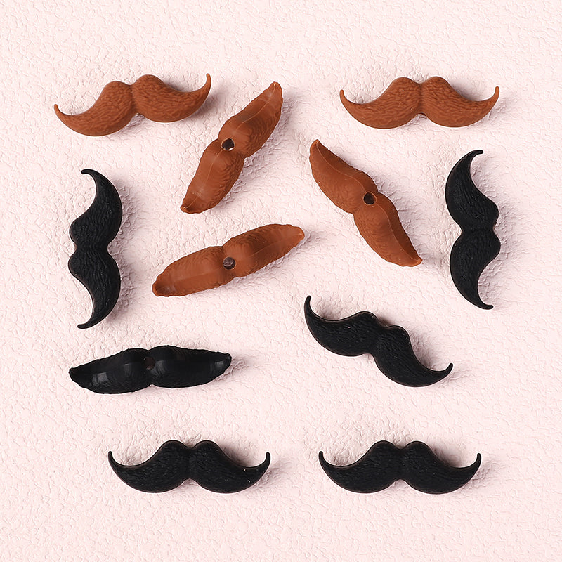 20Pcs Silicone Focal Beads Black Brown Beard Shape 10