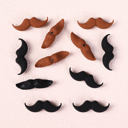 20Pcs Silicone Focal Beads Black Brown Beard Shape 10