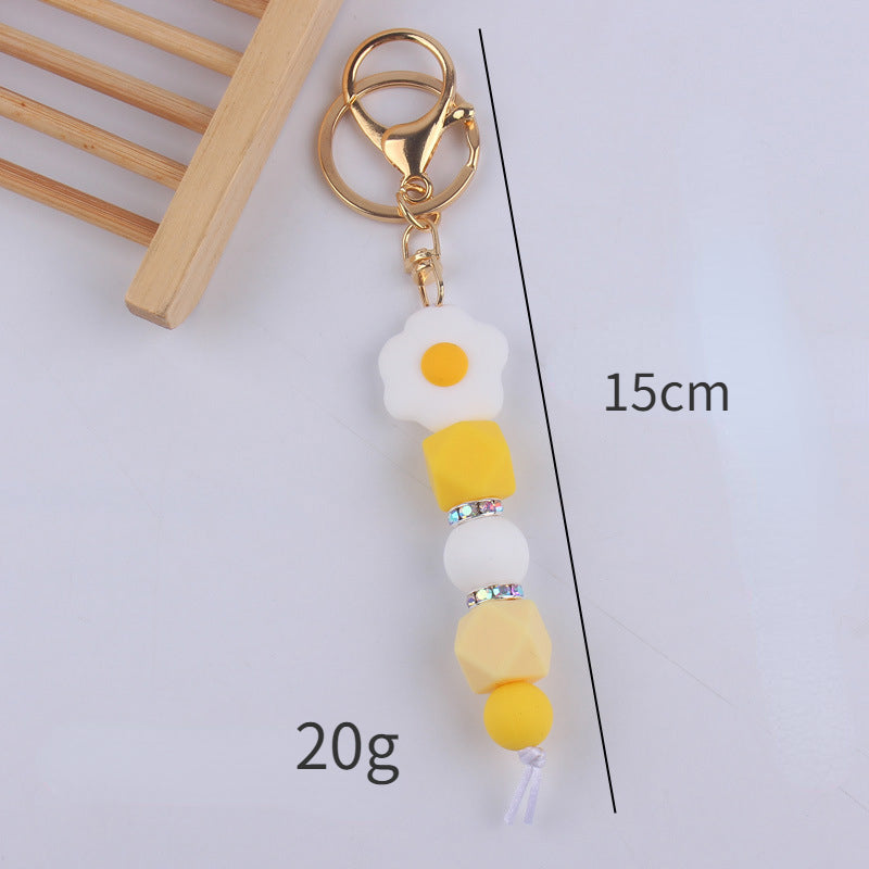 Cartoon Fruit Silicone Bead Keychain Food Charm Variety 5