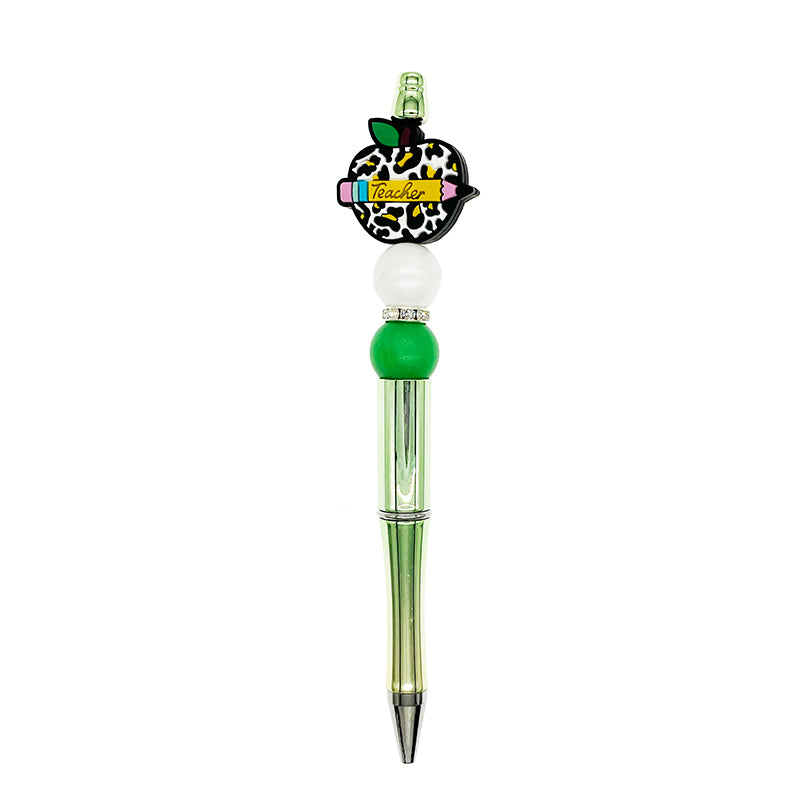 20pcs Silicone Focal Beads Teacher Apple Pencil Design 3