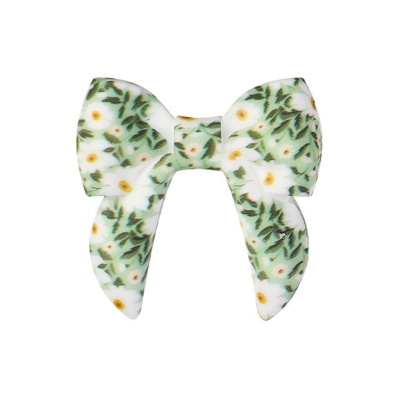 10Pcs Silicone 3D Focal Beads Colorful Bow Printed Shape 10