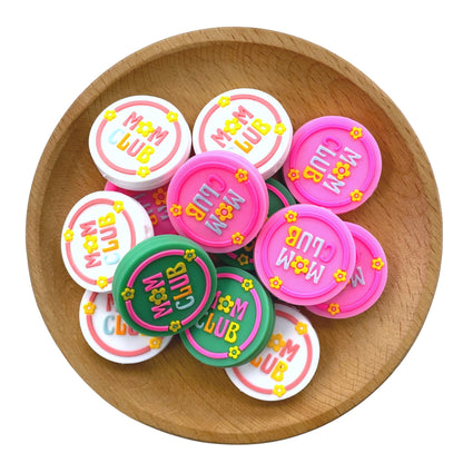 20pcs Silicone Focal Beads MOM Club With Flower Accents 2