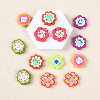 Silicone Focal Beads Bohemian Seven Flowers Layered Petal Detail 2