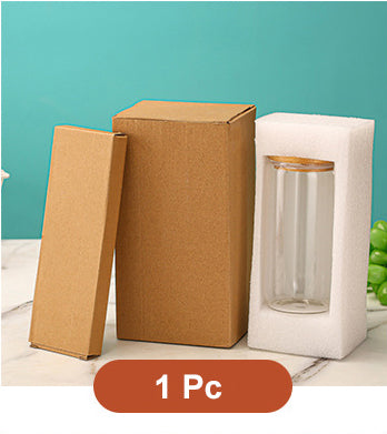 16oz Glass Cups Tumbler with Bamboo Lids and Straws