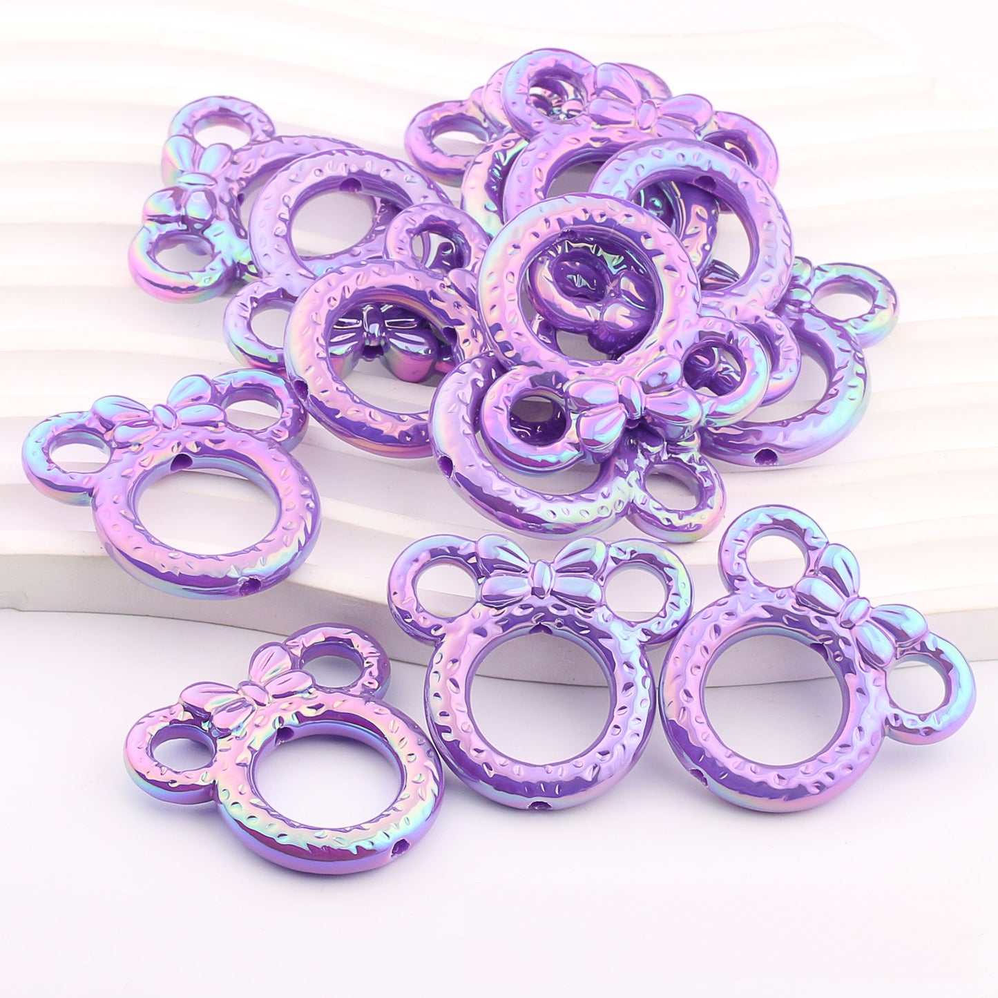 2Pcs 34x37mm Deep UV Color Plated Mickey Ring Head Acrylic Beads 8