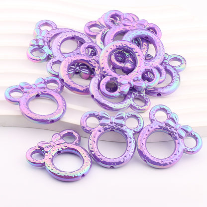 2Pcs 34x37mm Deep UV Color Plated Mickey Ring Head Acrylic Beads 8