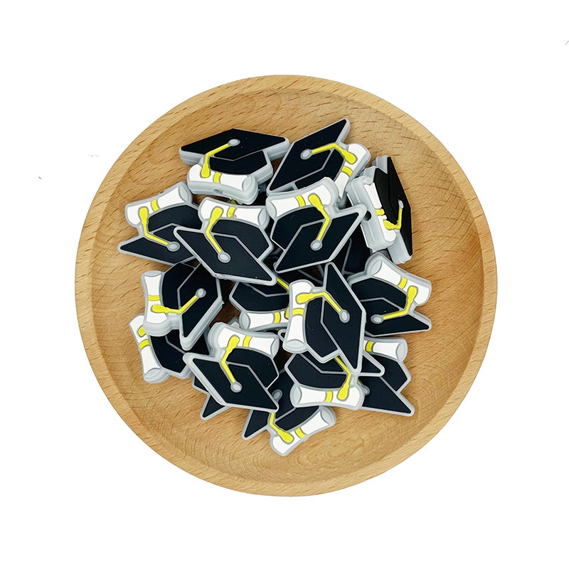 20pcs Silicone Focal Beads Graduation Cap With Diploma Detail 2