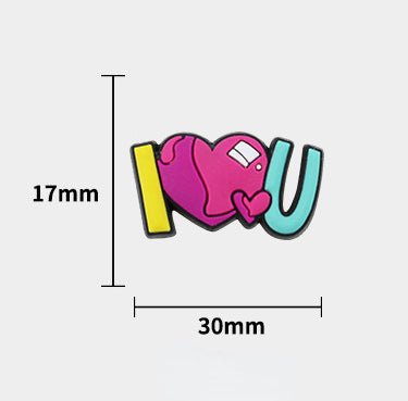 20pcs Silicone Focal Beads I Love You Text with Heart Design 6
