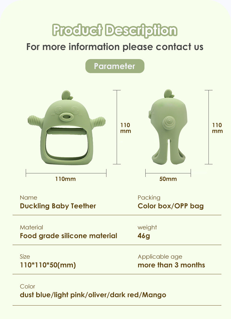 Duck Shaped Silicone Teething Toy Baby Teether Gloves 6
