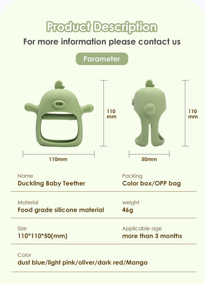 Duck Shaped Silicone Teething Toy Baby Teether Gloves 6