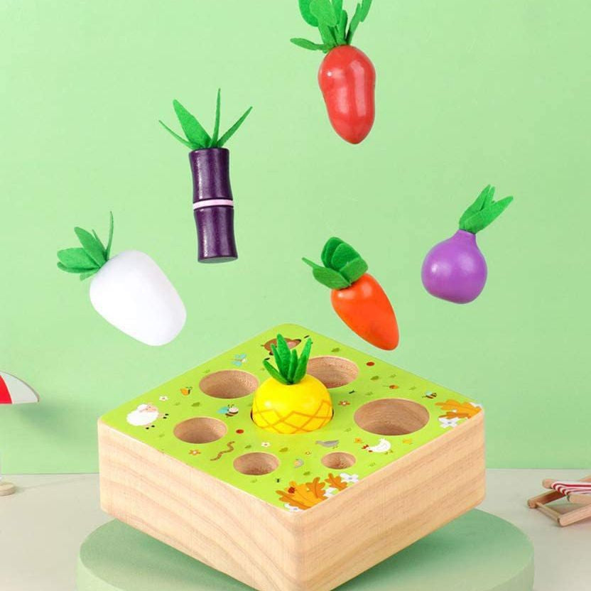 Wooden Pulling Radish Montessori Toy Size Classification for Toddlers 3