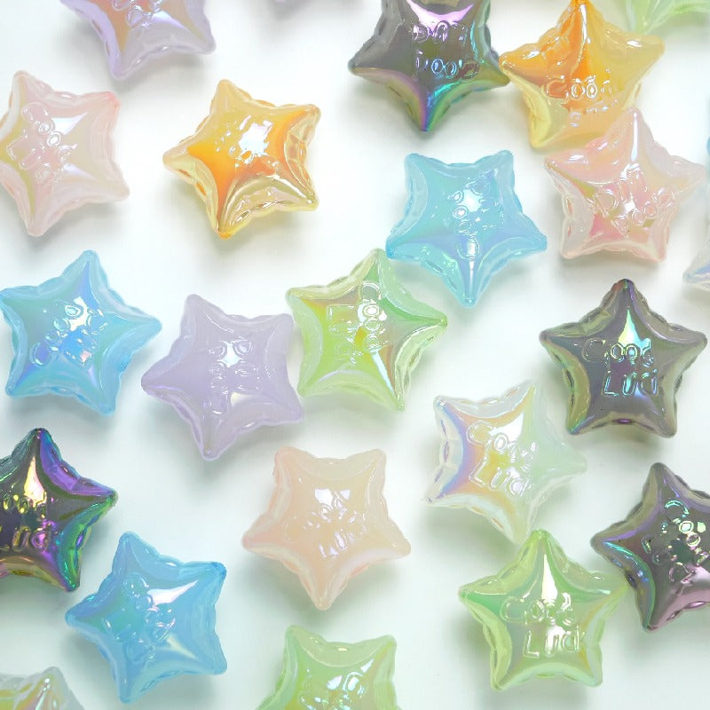 50pcs 25x16mm UV Finish Jelly Five-Pointed Star Acrylic Beads 2