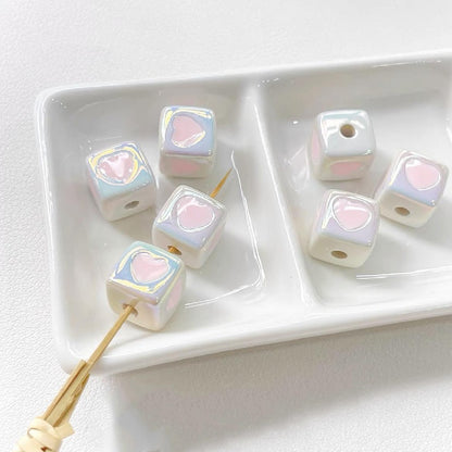 10pcs 12mm Heart Cube Acrylic Beads DIY Bracelet Making 15
