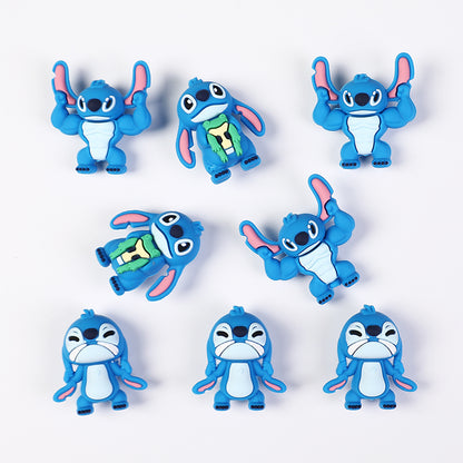 20Pcs Silicone 3D Focal Beads Blue Alien Character Large Ears Stacked Figure 2